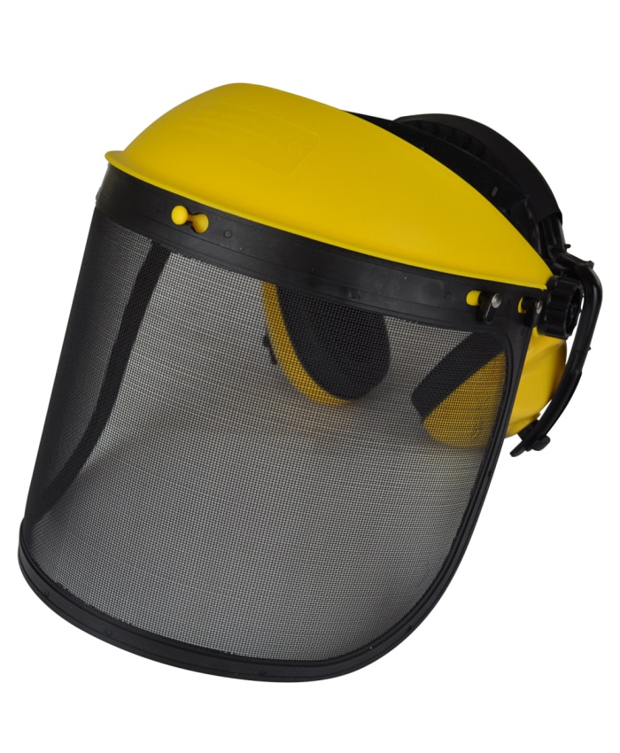 Face Shield with ear muffs & mesh visor optimum face and ear protection 